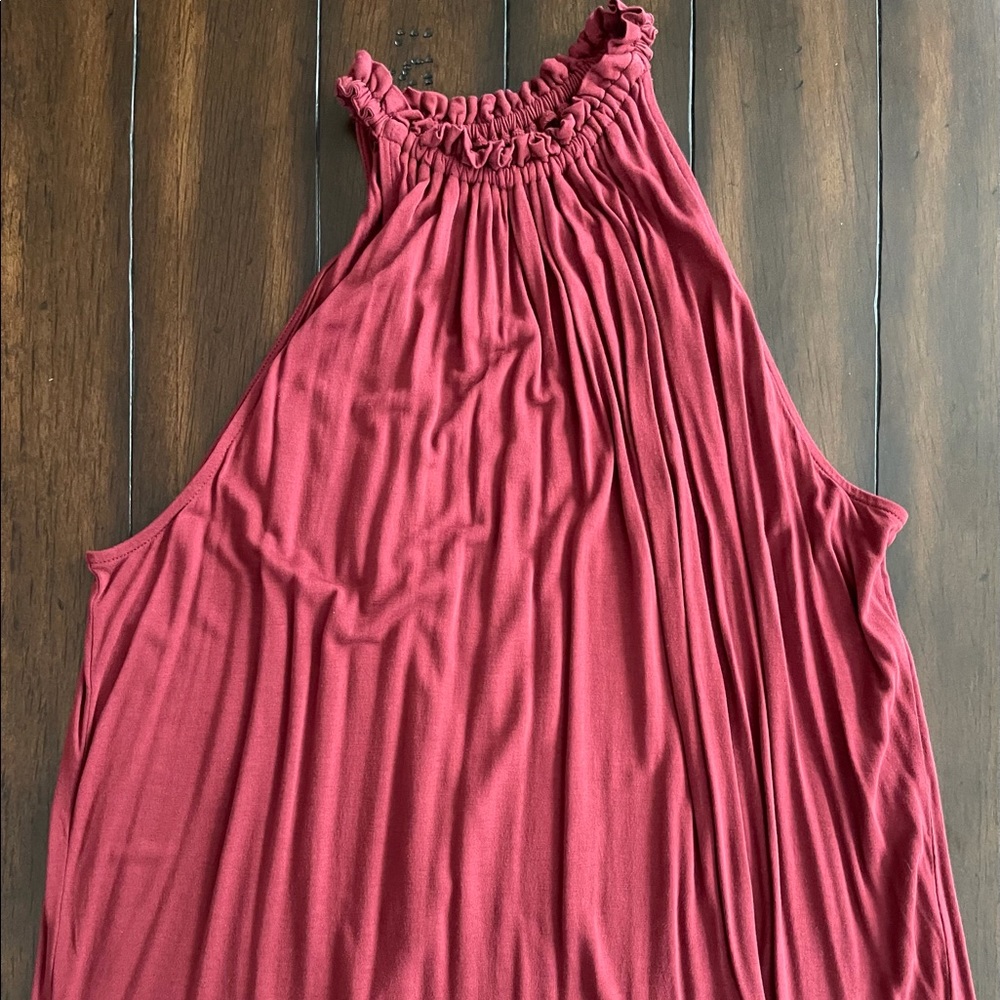 LOFT Women’s Burgundy High Neck, Flowy, Tank Top - Large